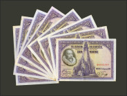 Conjunto de 8 billetes de 100 Pesetas emitidos el 15 de Agosto de 1928, con la serie A. (Edifil 2021: 355a). MBC-/EBC-. A EXAMINAR.