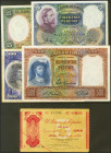 Conjunto de 5 billetes del Banco de España de diferentes emisiones y en diversas calidades. A EXAMINAR.
