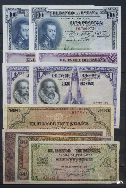 Interesante conjunto de más de 15 billetes del Banco de España en diversas calid...