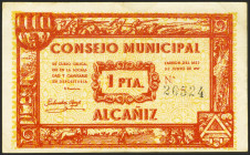 ALCAÑIZ (TERUEL). 1 Peseta. Junio 1937. (González: 298). MBC.