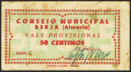 BERJA (ALMERIA). 50 Céntimos. (1937ca). Serie C. (González: 1188). Inusual. MBC.