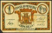 CHINCHILLA (ALBACETE). 1 Peseta. (1937ca). (González: 1923). BC+.