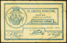 CIUDAD REAL. 25 Céntimos. (1937ca). Serie D. (González: 1980). MBC-.