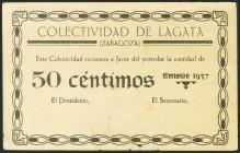 LAGATA (ZARAGOZA). 50 Céntimos. (1937ca). (González: 3089). Inusual. MBC-.