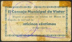 VIATOR (ALMERIA). 25 Céntimos. (1937ca). (González: 5476). Raro. EBC.