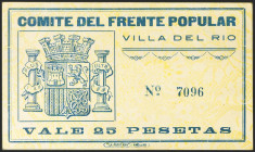 VILLA DEL RIO (CORDOBA). 25 Pesetas. (1937ca). (González: 5493). Muy raro. SC-.