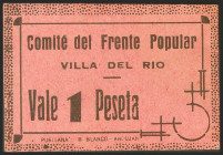 VILLA DEL RIO (CORDOBA). 1 Peseta. (1937ca). (González: 5496). SC.