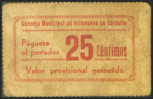 VILLANUEVA DE CORDOBA (CORDOBA). 25 Céntimos. 1937. (González: 5634). MBC.