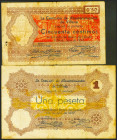 VILLENA (ALICANTE). 50 Céntimos y 1 Peseta. Julio 1937. Serie B, ambos. (González: 5763/64). MBC.