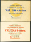 AIGUESBONES DE MONTBUI (BARCELONA). 50 Céntimos y 1 Peseta. (1937ca). (González: 6056/57). Rara serie completa. SC/SC-.