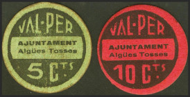 AIGUESBONES DE LLOBREGAT (BARCELONA). 5 Céntimos y 10 Céntimos. (1937ca). (González: 6064/65). Rara serie completa. EBC-.