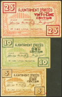ARTES (BARCELONA). 5 Céntimos, 10 Céntimos y 25 Céntimos. (1937ca). (González: 6413/15). Serie completa. EBC/MBC.