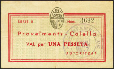 CALELLA (BARCELONA). 1 Peseta. (1937ca). Serie B. (González: 7289). MBC+.