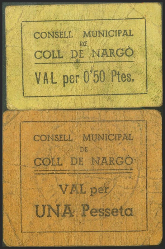 COLL DE NARGO (LERIDA). 50 Céntimos y 1 Peseta. (1937ca). (González: 7627/28). M...