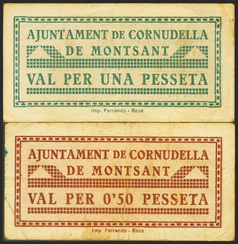 CORNUDELLA DE MONTSANT (TARRAGONA). 50 Céntimos y 1 Peseta. (1937ca). (González:...