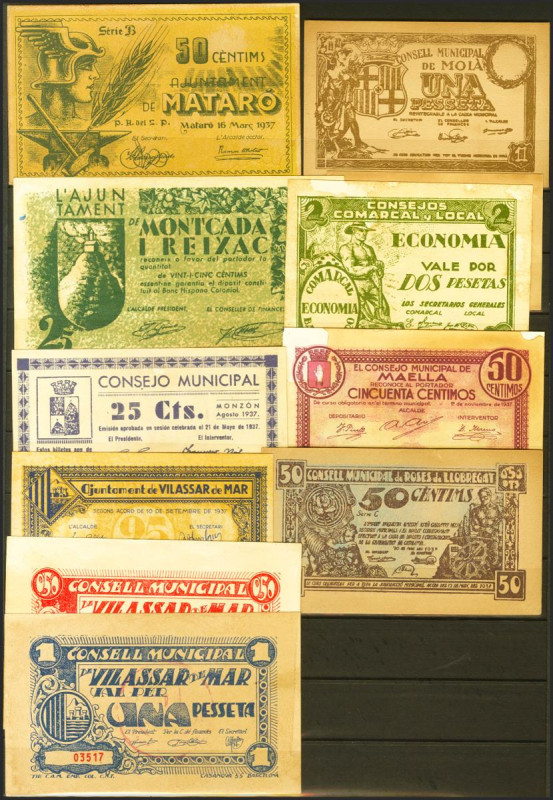 Conjunto de más de 15 billetes de la Guerra Civil, se incluyen reproducciones o ...