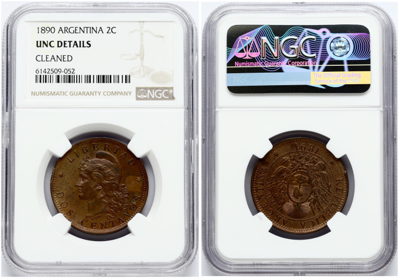 Argentina 2 Centavos 1890 NGC UNC Details
Estimate: EUR 20 - 30