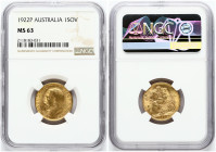 Australia 1 Sovereign 1922 P NGC MS 63 ONLY 3 COINS IN HIGHER GRADE