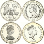 Barbados 25 Dollars 1978 & Alderney 5 Pounds 2001 Lot of 2 Coins