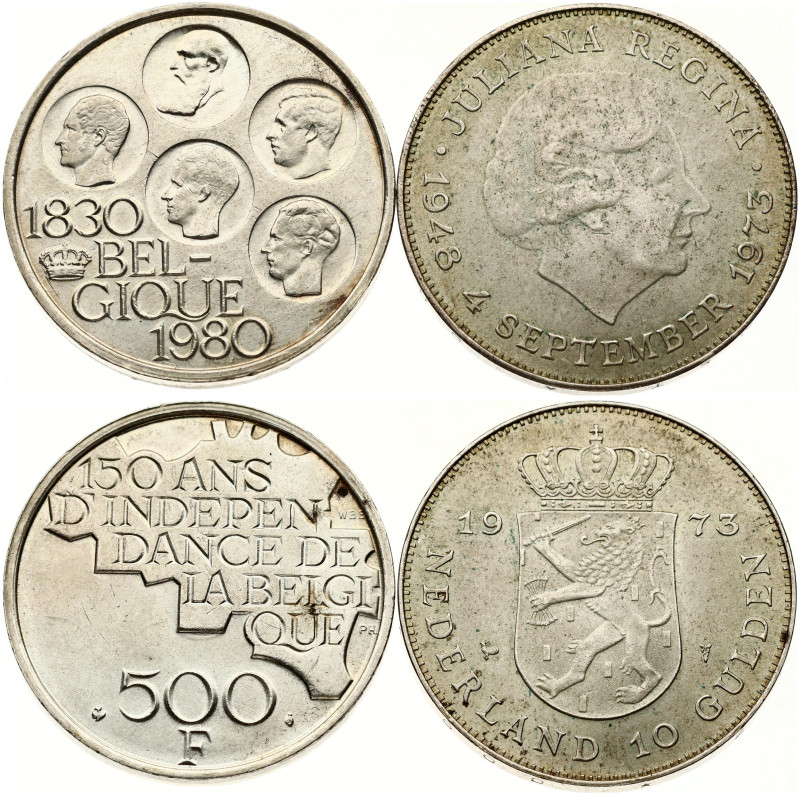 Belgium 500 Francs 1980 & Netherlands 10 Gulden 1973 Lot of 2 Coins
Estimate: E...