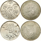 Belgium 500 Francs 1980 &  Netherlands 10 Gulden 1973 Lot of 2 Coins