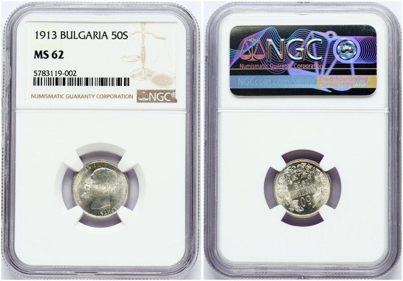 Bulgaria 50 Stotinki 1913 NGC MS 62
Estimate: EUR 50 - 70