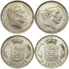 Denmark 2 Kroner 1915 & 1916 Lot of 2 Coins