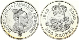 Denmark 200 Kroner 2000 Queen Margrethe's 60th Anniversary