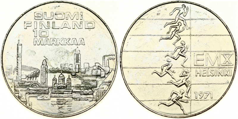 Finland 10 Markkaa 1971 S-H 10th European Athletic Championships