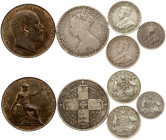 Great Britain 1 Penny - 1 Florin (1873-1936) &  Australia 3 & 6 Pence (1921-1936) Lot of 5 Coins