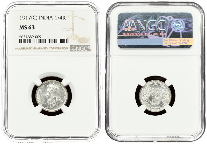 Great Britain India 1/4 Rupee 1917 (C) NGC MS 63
Estimate: EUR 40 - 60