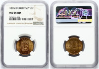 Guernsey 2 Doubles 1885H NGC MS 65 RD TOP POP