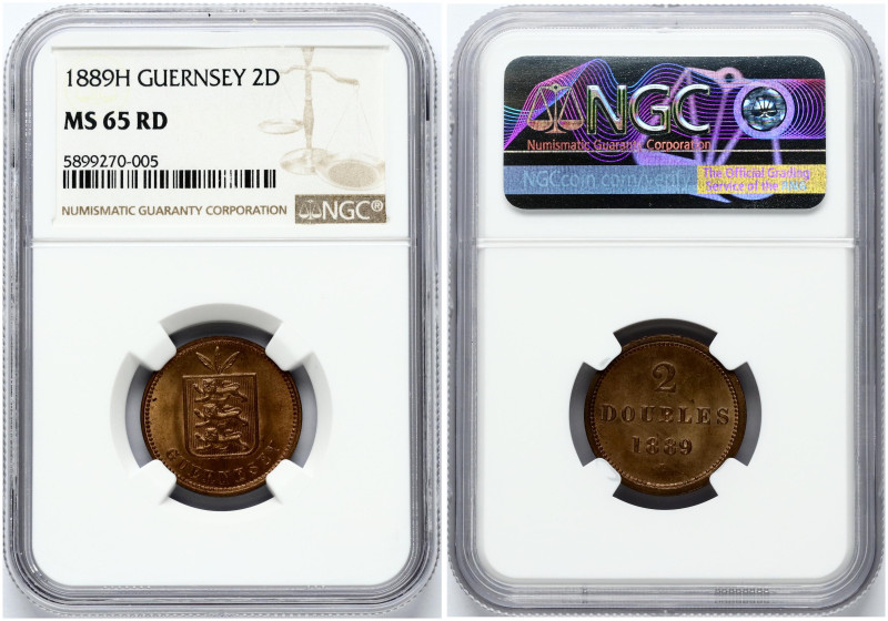 Guernsey 2 Doubles 1889H NGC MS 65 RD ONLY 4 COINS IN HIGHER GRADE
Estimate: EU...