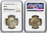 India - British 1 Rupee 1918(B) NGC MS 62