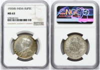 India - British 1 Rupee 1920(B) NGC MS 63
