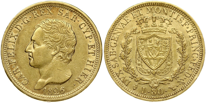 Italy Sardinia 80 Lire 1826 L
Estimate: EUR 1400 - 1650