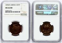 Liberia 1 Cent 1896 H NGC MS 66 RB ONLY ONE COIN IN HIGHER GRADE