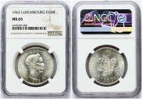 Luxembourg 100 Francs 1963 Millennium of the city of Luxembourg NGC MS 65 ONLY 5 COINS IN HIGHER GRADE