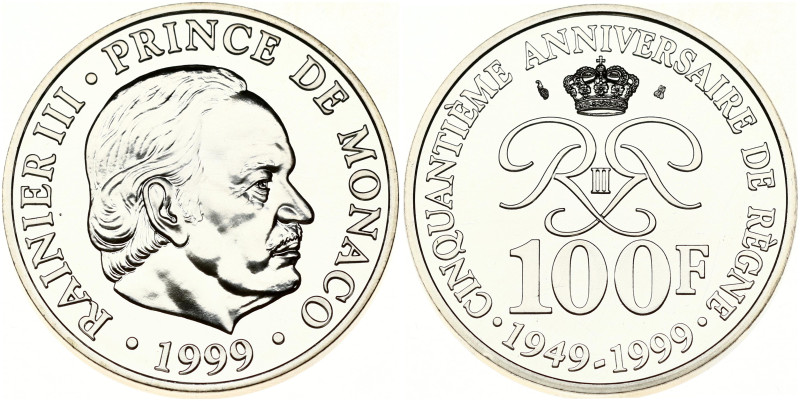 Monaco 100 Francs 1999 50th Anniversary of Reign - Prince Ranier III