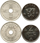Norway 2 Ore 1944 & 1 Krone 1951 Lot of 2 Coins