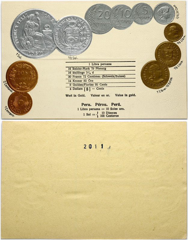 Peru Post Card ND (20th Century) Examples of Coins