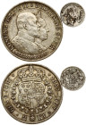 Sweden 10 Öre 1858 ST & 2 Kronor 1907 Golden Wedding Lot of 2 Coins