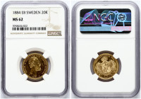 Sweden 20 Kronor 1884 EB NGC MS 62
