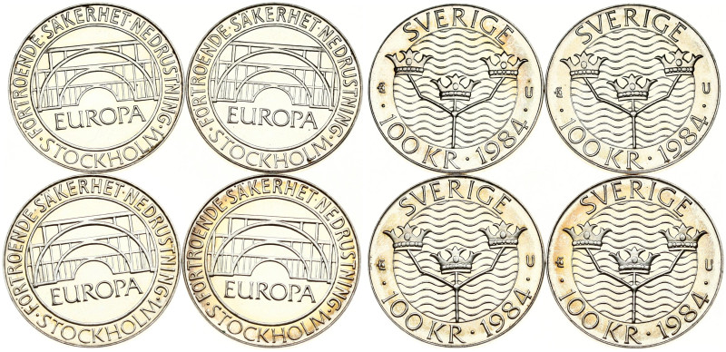 Sweden 100 Kronor 1984 Stockholm Conference Lot of 4 Coins