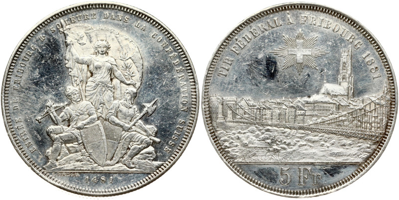 Switzerland 5 Francs 1881 Freiburg Shooting Festival
Estimate: EUR 140 - 160