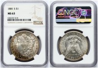 USA 1 Dollar 1881 S 'Morgan Dollar' NGC MS 63