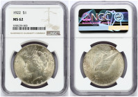 USA 1 Dollar 1922 'Peace Dollar' Philadelphia NGC MS 62