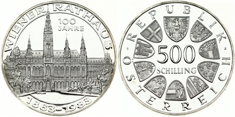 Austria 500 Schilling 1983 Centennial - Vienna City Hall