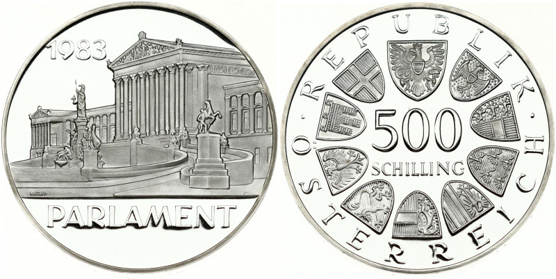 Austria 500 Schilling 1983 Centennial - Parliament Building