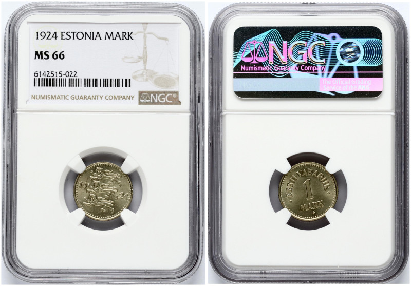 Estonia 1 Mark 1924 NGC MS 66 ONLY 3 COINS IN HIGHER GRADE 
Estimate: EUR 150 -...